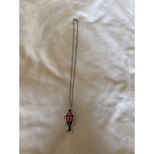 Fish Pendant Necklace Sarah Coventry Chain Multi-Color Enamel Accents Silver-Ton